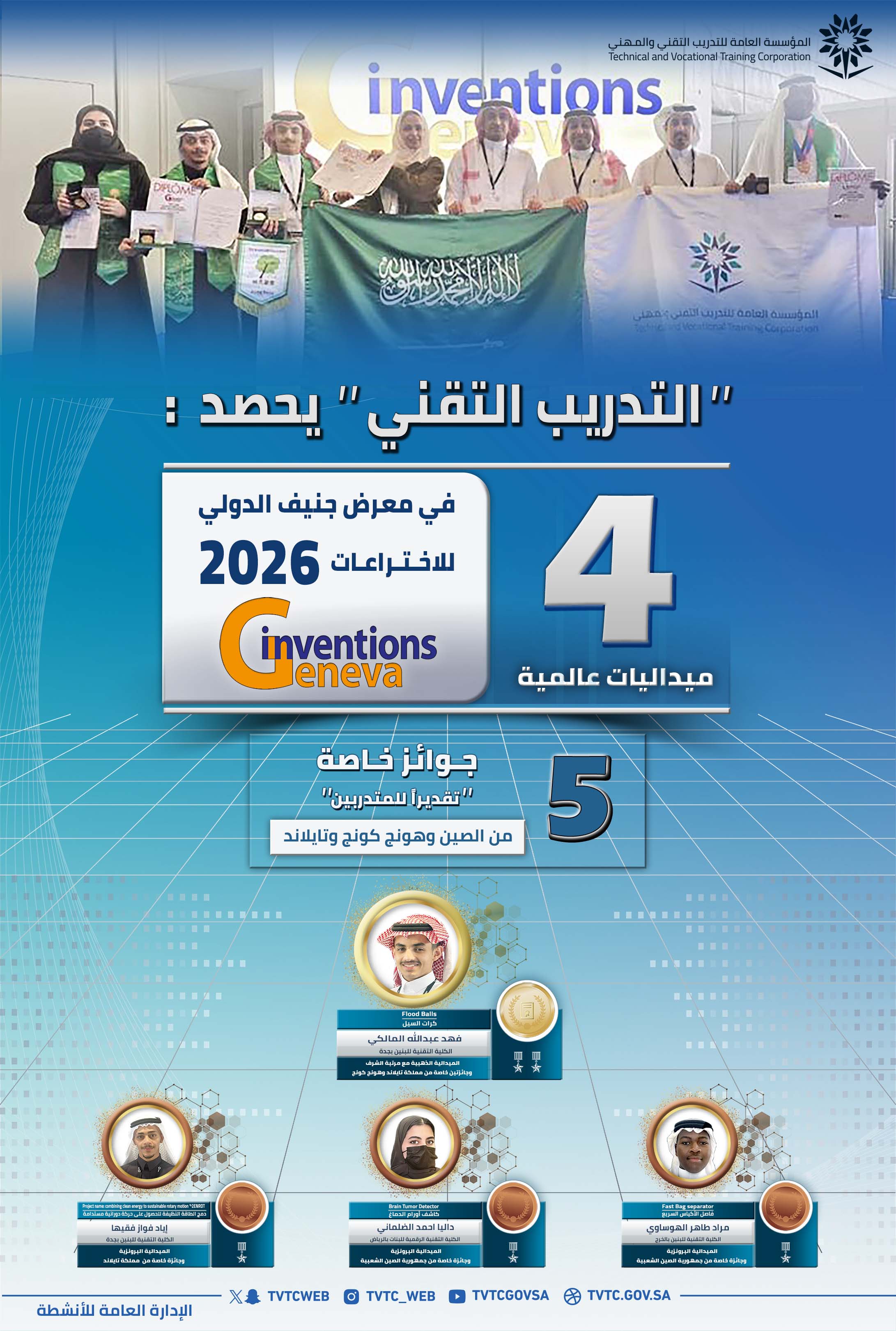 نفخر بفوز متدربي المؤسسة في معرض جنيف الدولي للاختراعات 
