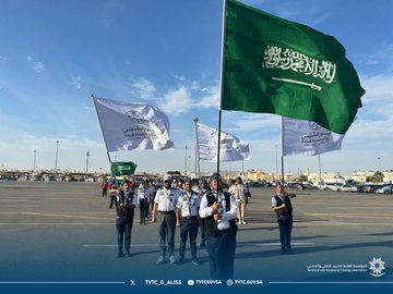 مشاركة الكلية التقنية بالعيص ممثلةً بالقائد الكشفي والفرقة الكشفية في مسيرة يوم التأسيس