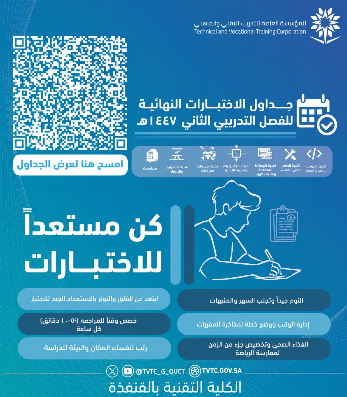 جداول الاختبارات النهائية للفصل التدريبي الثاني1447هـ 