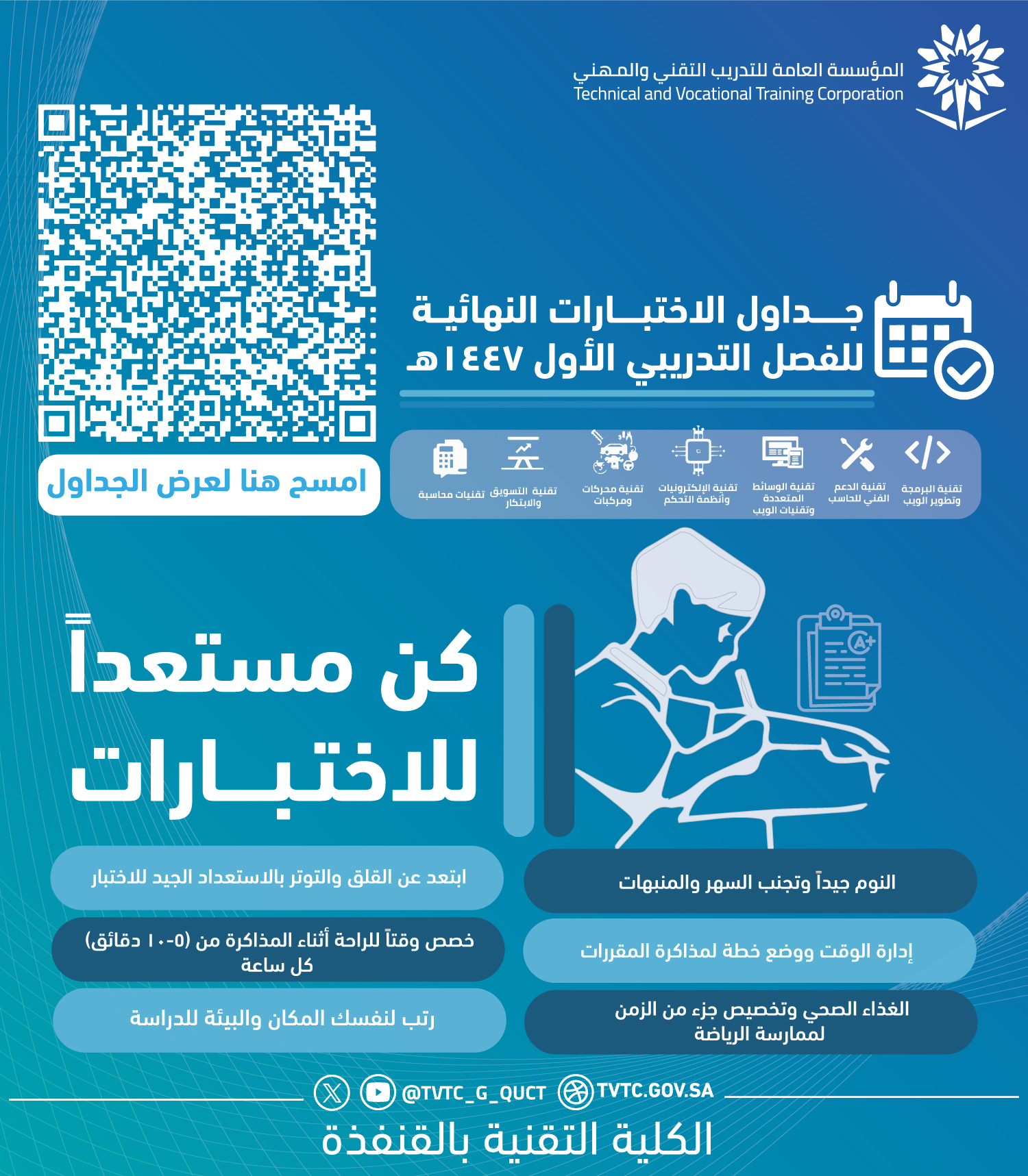 جداول الاختبارات النهائية للفصل التدريبي الأول 1447هـ 