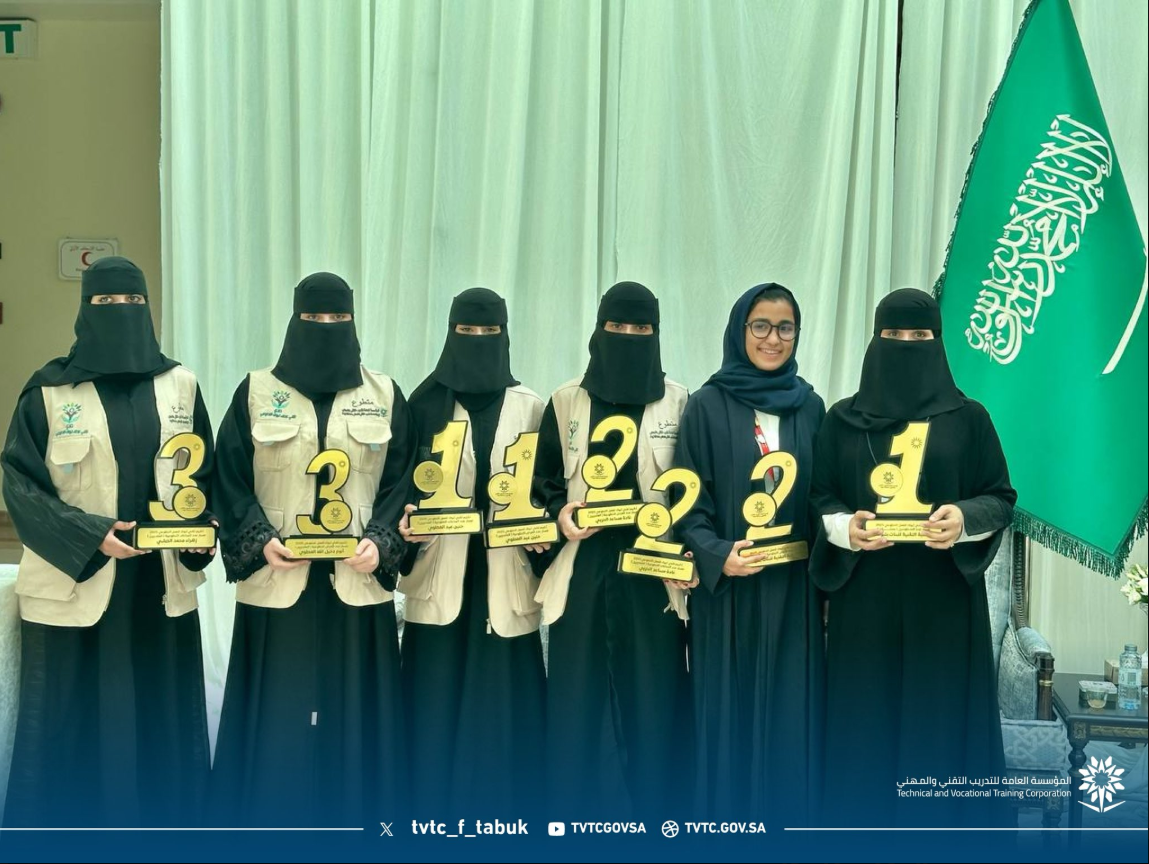 تهنئ الكلية التقنية للبنات بتبوك متدرباتها لحصولهم على المراكز الأولى في مبادرة عطاء وطن 5 للعمل التطوعي: 