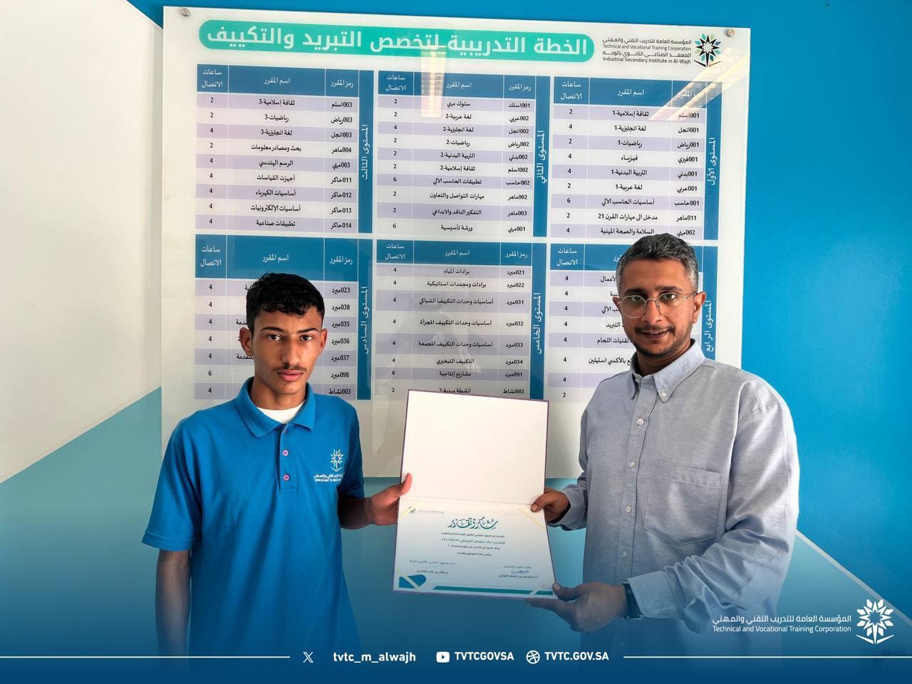 كرم المعهد الصناعي الثانوي بالوجه المتدربين المتميزين لشهر 09-2025 للفصل التدريبي الأول لعام 1447هـ وذلك لتميزهم والتزامهم بالتدريب.